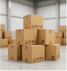 Pilha de caixas de papelão ondulado